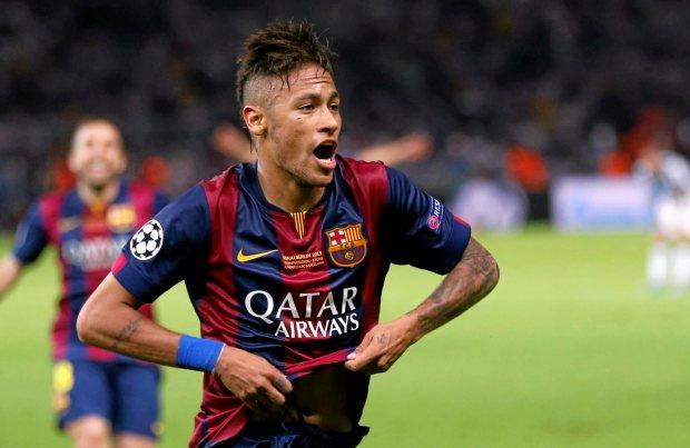 Neymar Barcelona UEFA FINAL TREBLE 2014 2015 PLAYER ISSUE Jersey Shirt Camiseta M SKU# 605328-422 foreversoccerjerseys