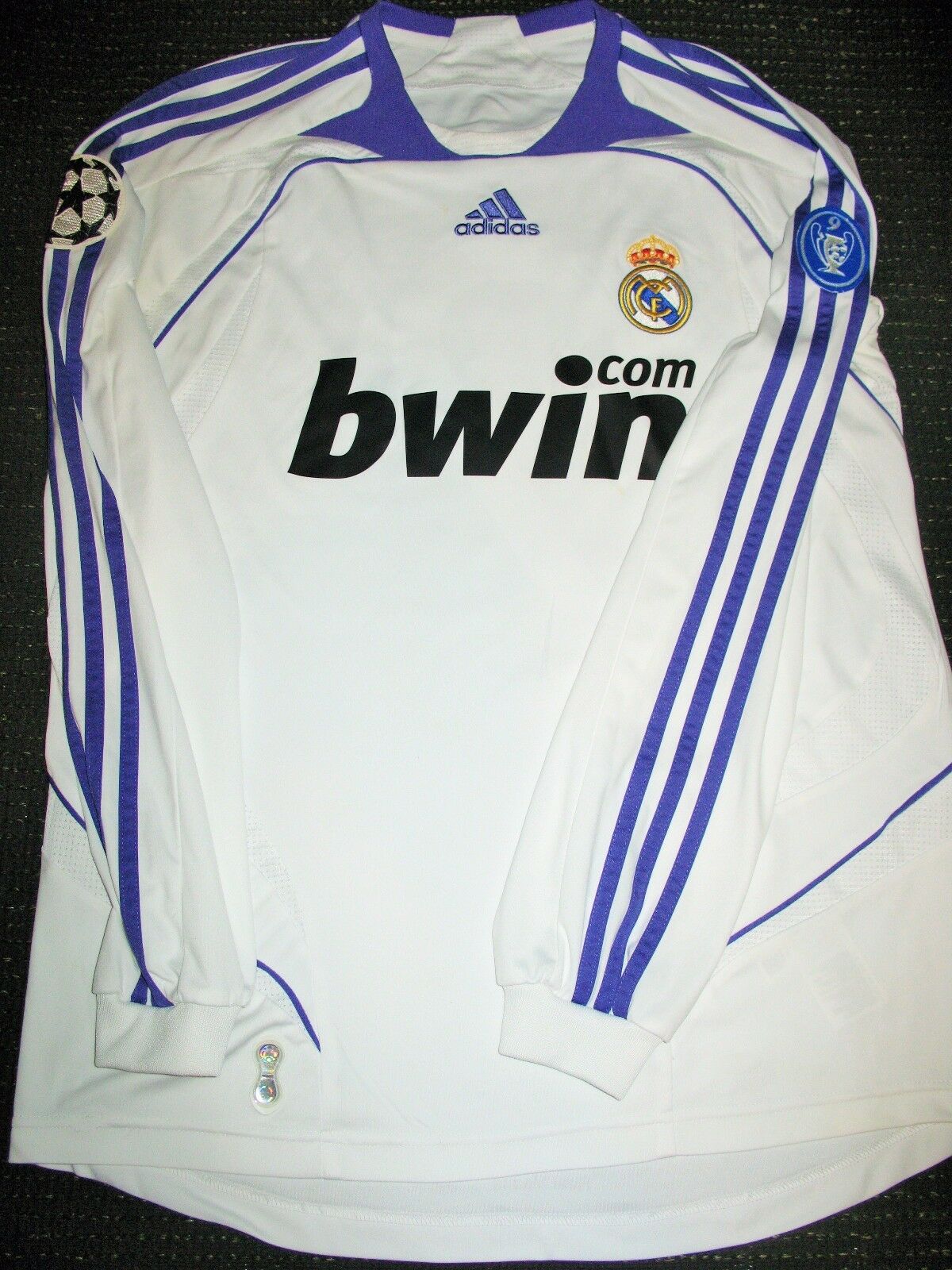 Raul Real Madrid 2007 2008 UEFA Long Sleeve Jersey Shirt Camista Trikot - foreversoccerjerseys