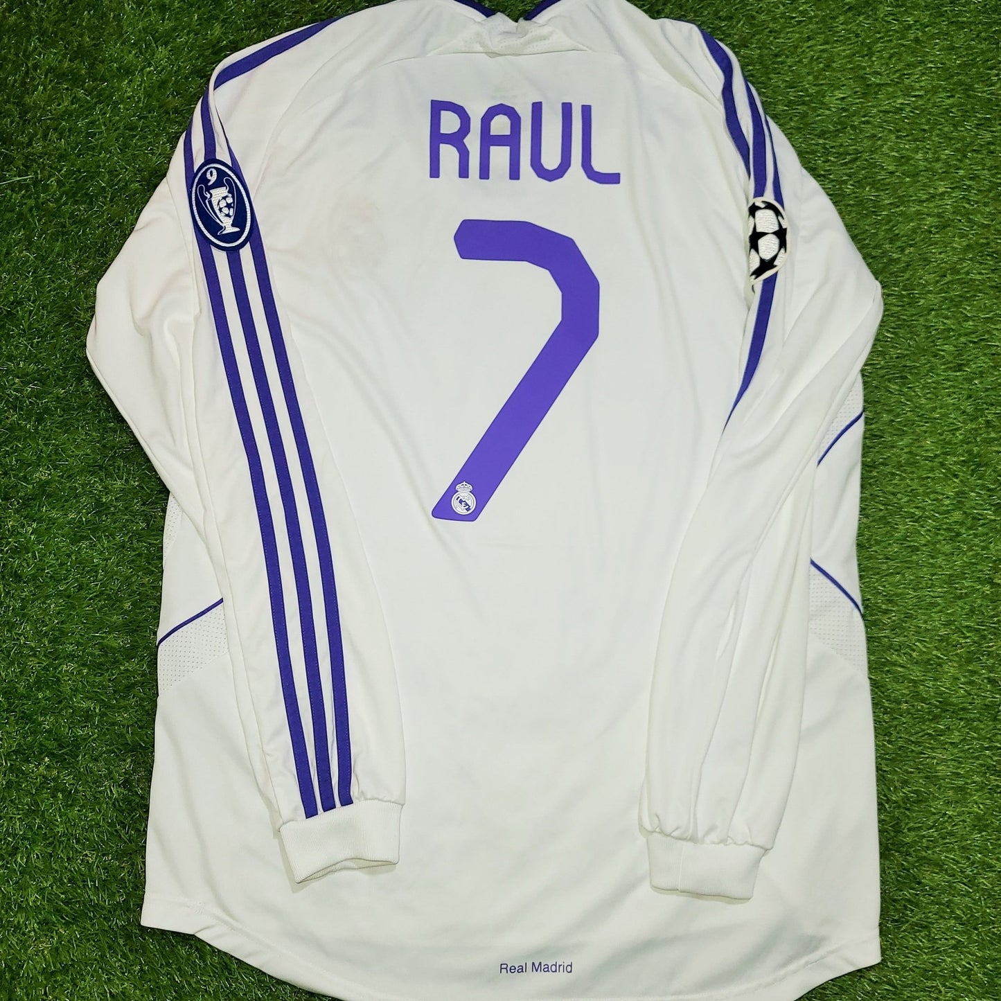 Raul Real Madrid 2007 2008 UEFA Long Sleeve Jersey Shirt Camista Trikot L SKU# 697316 foreversoccerjerseys