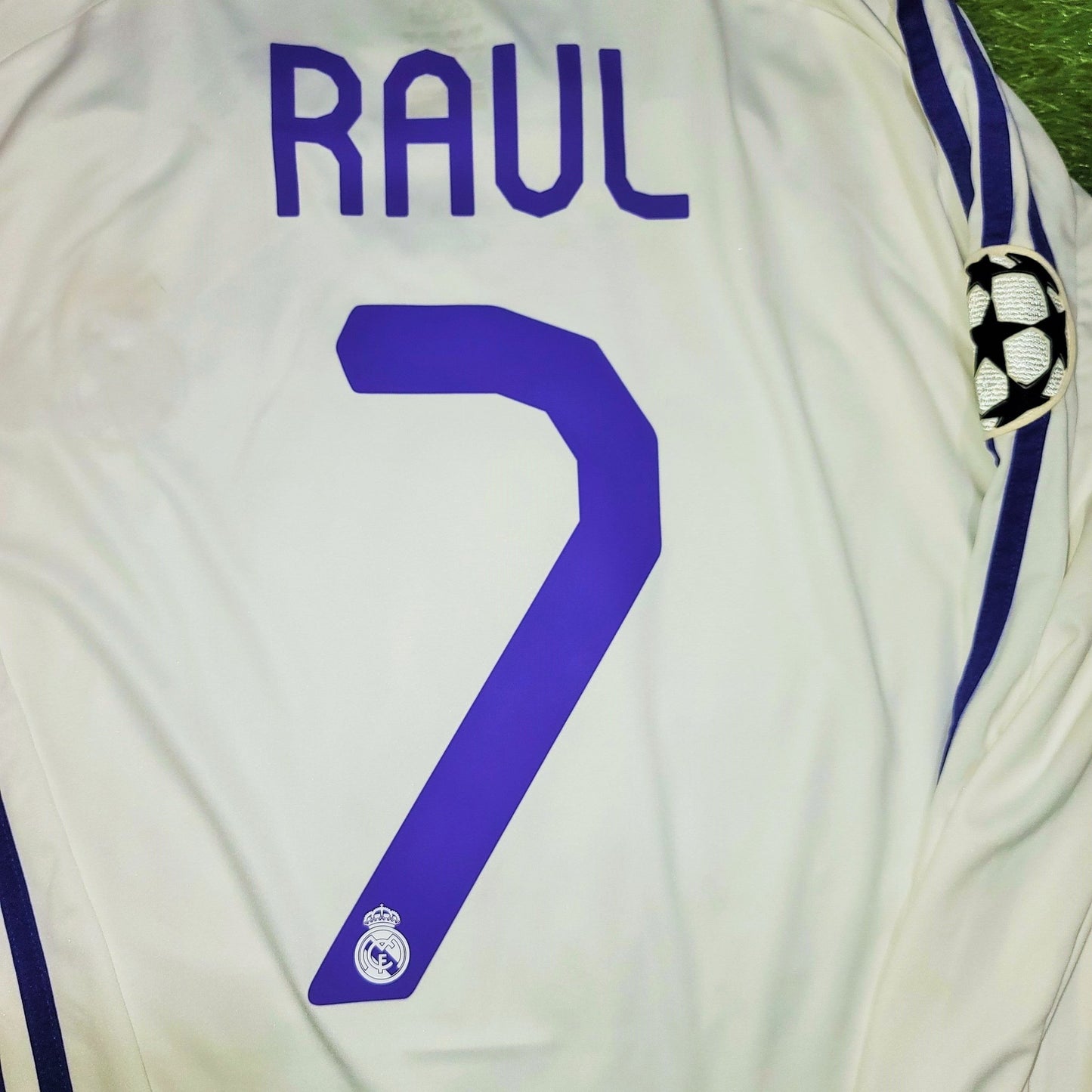 Raul Real Madrid 2007 2008 UEFA Long Sleeve Jersey Shirt Camista Trikot L SKU# 697316 foreversoccerjerseys