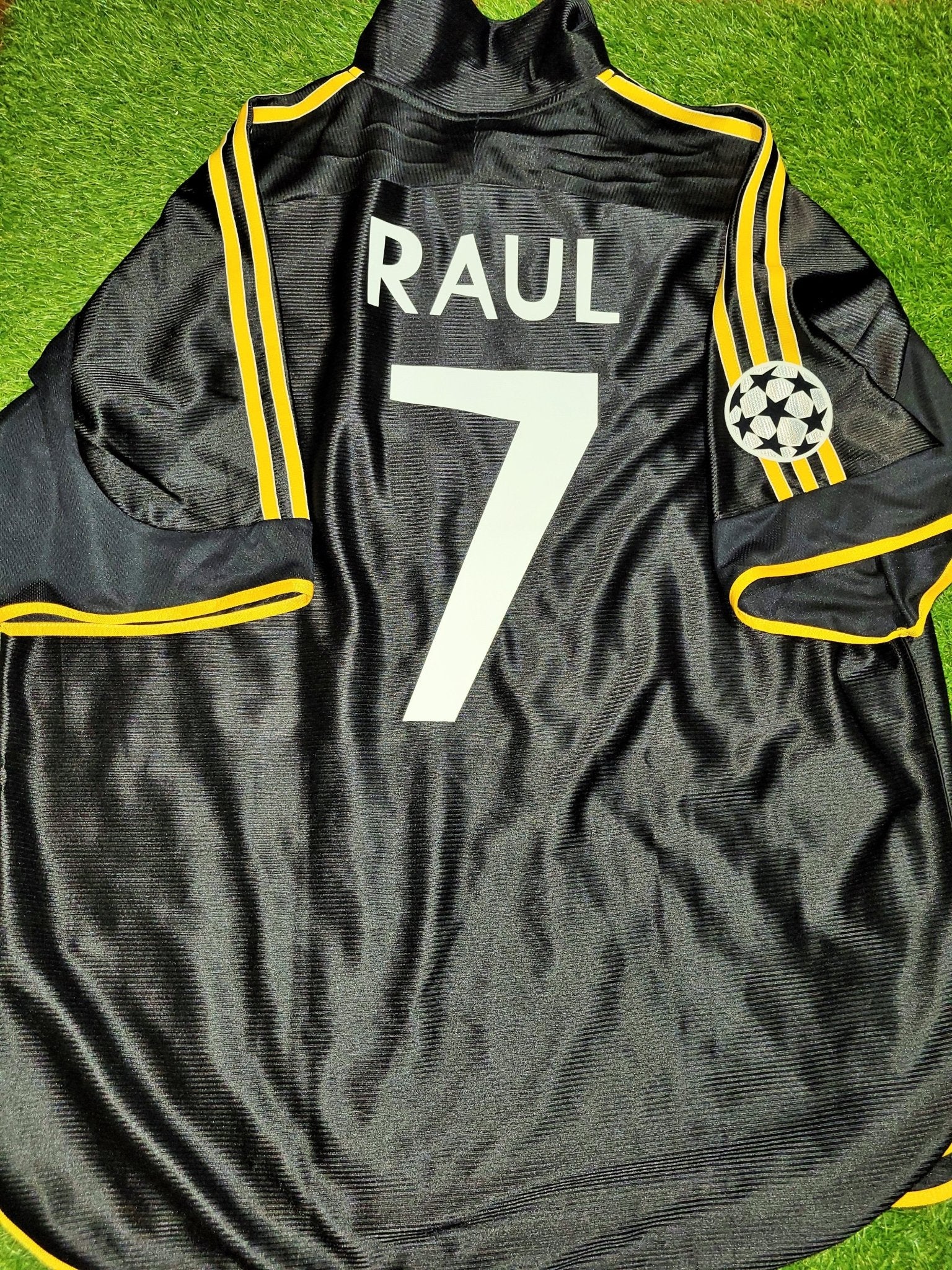 Raul Real Madrid Black Away UEFA FINAL 1999 2000 Soccer Jersey XL