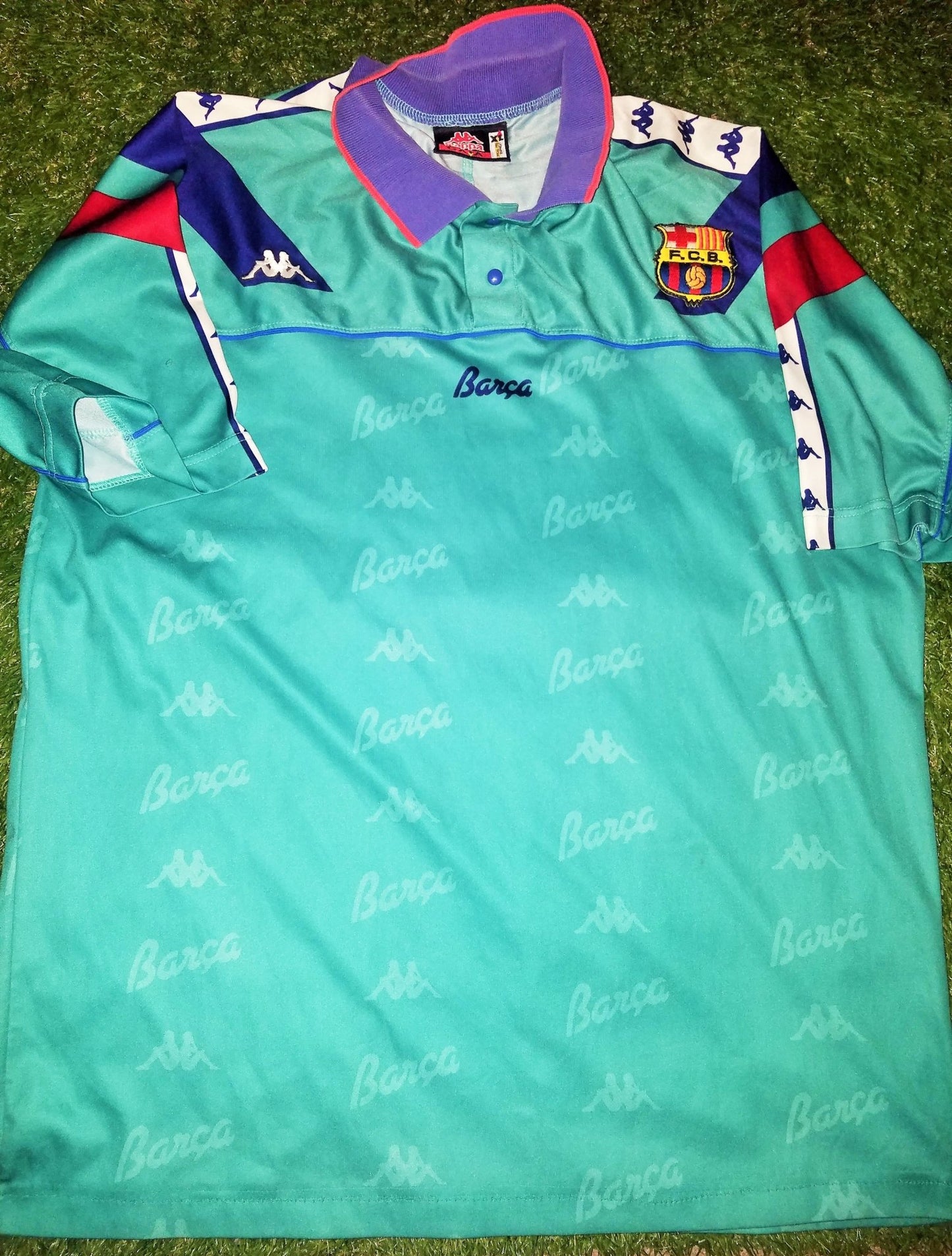 Romario Kappa Barcelona UEFA Champions League 1994 1995 Away Green Jersey Shirt Camiseta XL foreversoccerjerseys