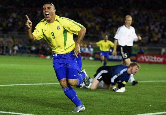 Ronaldo Brazil 2002 WORLD CUP Soccer Home Jersey Shirt L Nike