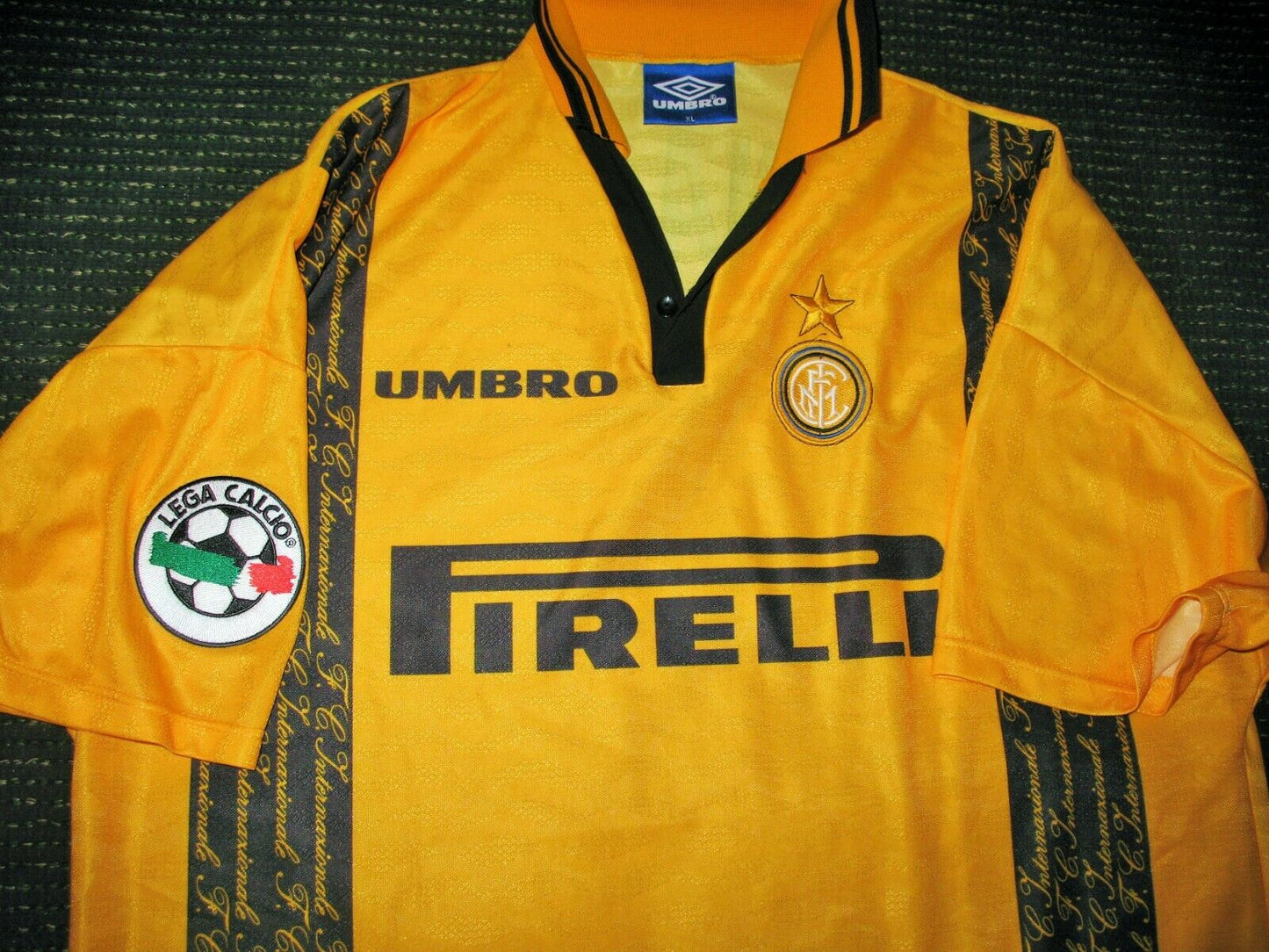 Ronaldo Inter Milan 1997 1998 DEBUT Yellow Jersey Shirt Maglia XL - foreversoccerjerseys