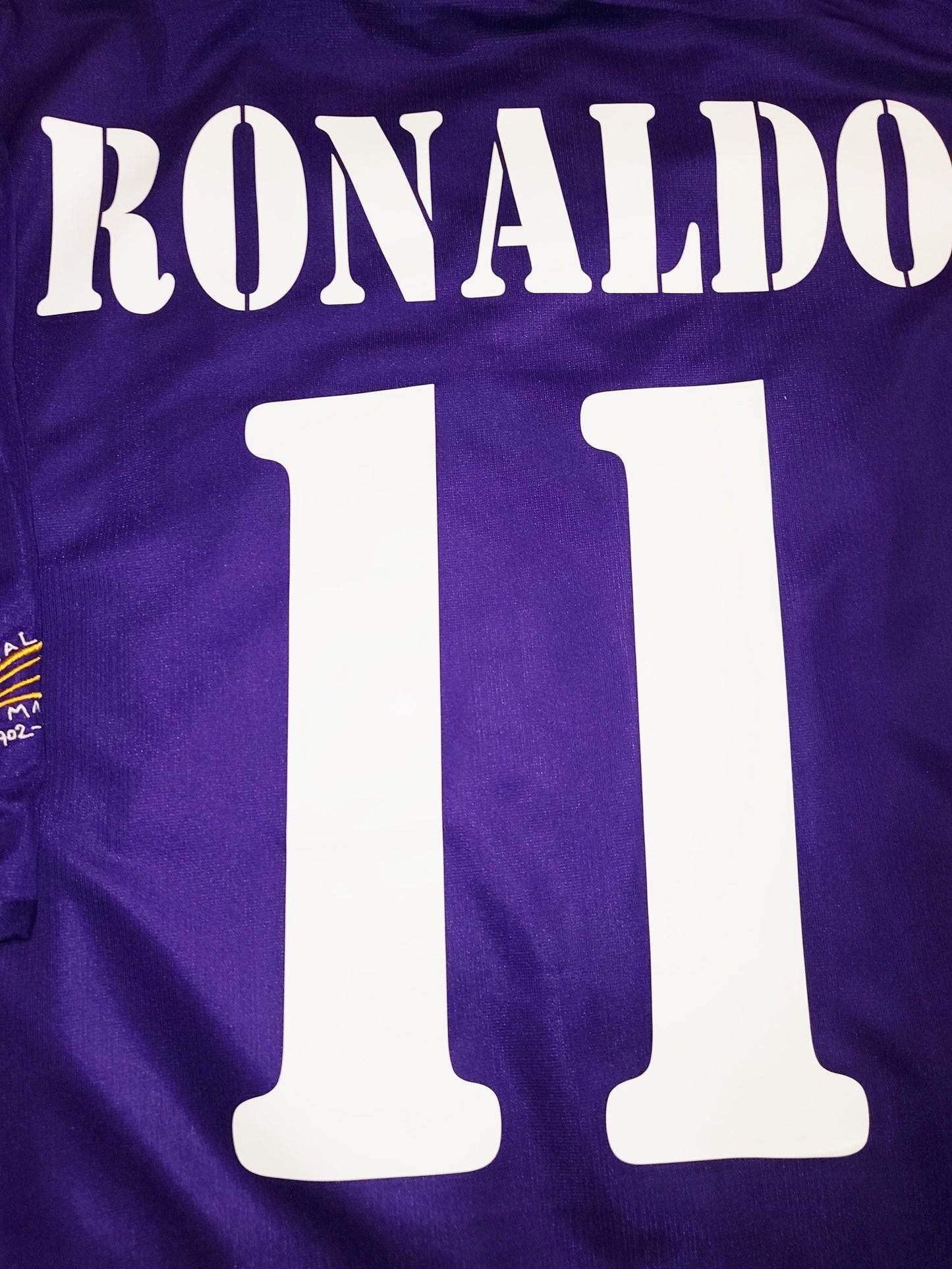 Ronaldo Real Madrid CENTENARY DEBUT SEASON 2002 2003 Third Purple Reversible Jersey Shirt L SKU# 156649 ASR001/05 foreversoccerjerseys