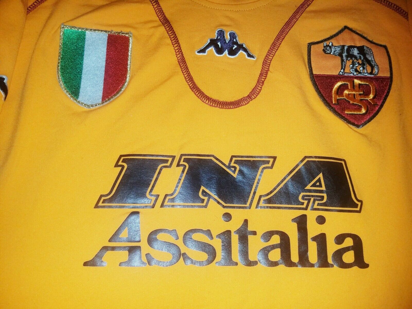 Totti As Roma Kappa Orange 3rd Jersey 2001 2002 Shirt Maglia XL - foreversoccerjerseys