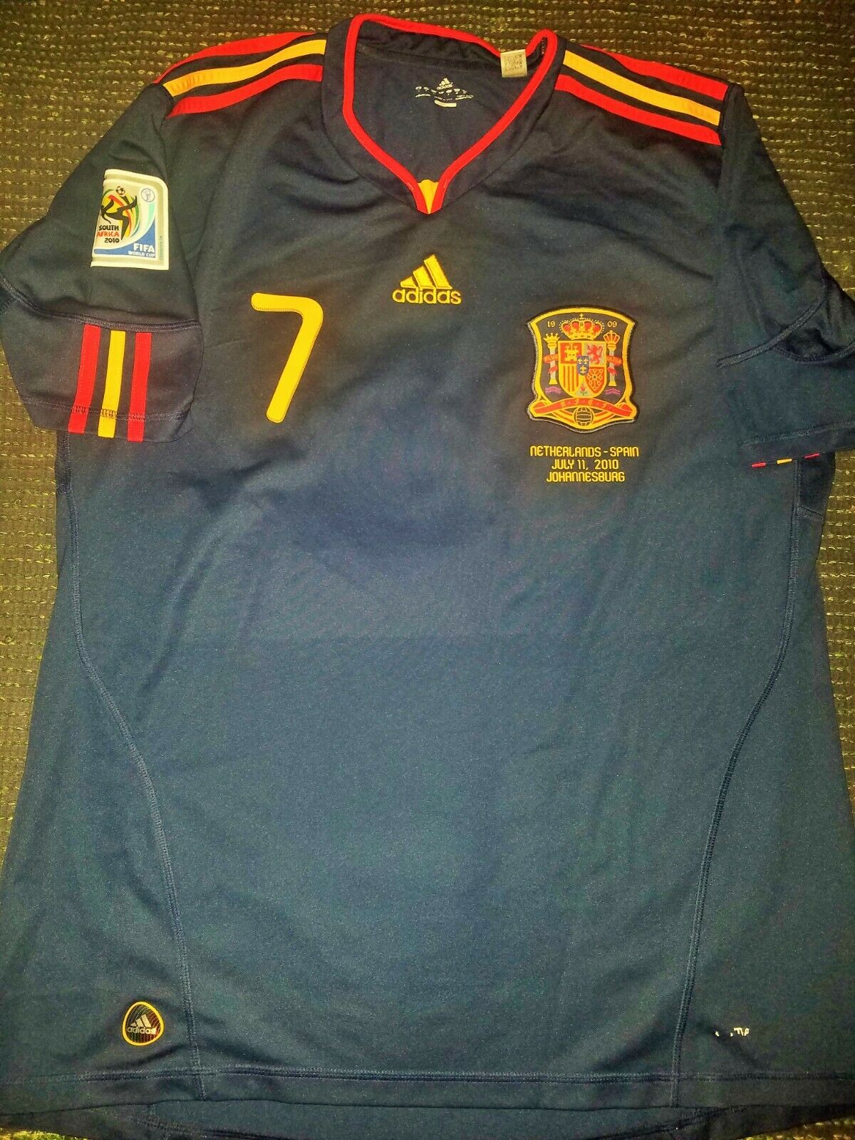 Villa Spain 2010 WORLD CUP FINAL Jersey Espana Camiseta Shirt XL - foreversoccerjerseys