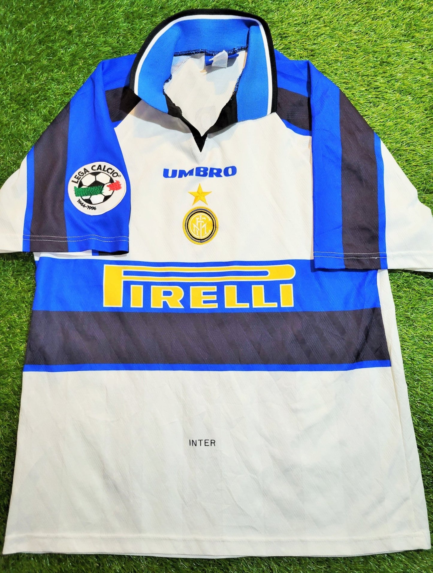 Zamorano Inter Milan Umbro 1996 1997 DEBUT White Away Jersey Shirt Maglia L foreversoccerjerseys