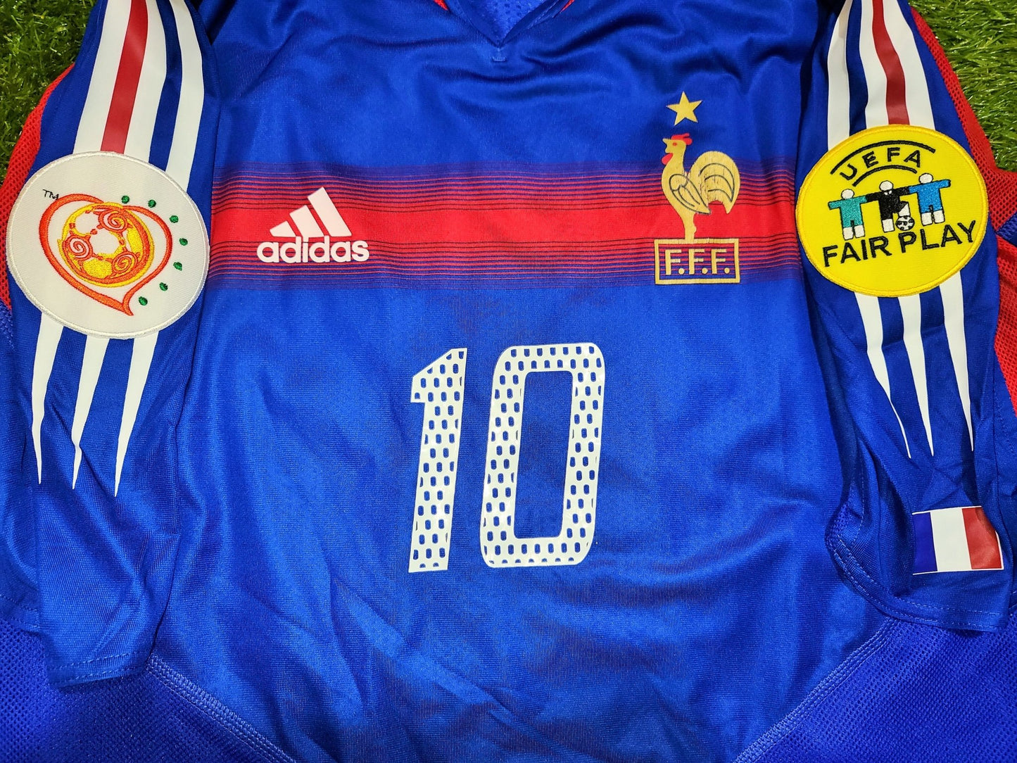 Zidane France 2004 EURO CUP PLAYER ISSUE Home Jersey Shirt Maillot XL SKU# 600397 TRI001 foreversoccerjerseys