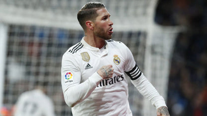 Ramos Real Madrid Away PLAYER ISSUE 2018 2019 Soccer Jersey L SKU# DQ0869 - ForeverSoccerJerseys