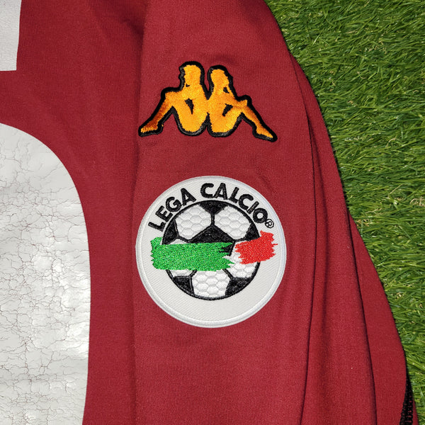 Totti As Roma Kappa 2001 2002 Home Long Sleeve Soccer Jersey Shirt L