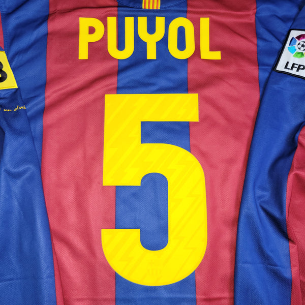 Puyol Barcelona Home 2010 2011 Long Sleeve Soccer Jersey Shirt L SKU# 382355-486