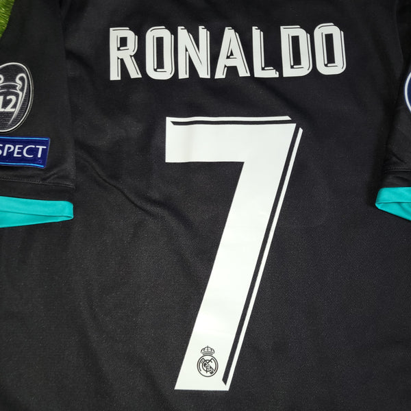 Cristiano Ronaldo Real Madrid 2017 2018 UEFA Away Soccer Jersey Shirt M SKU# BR3543