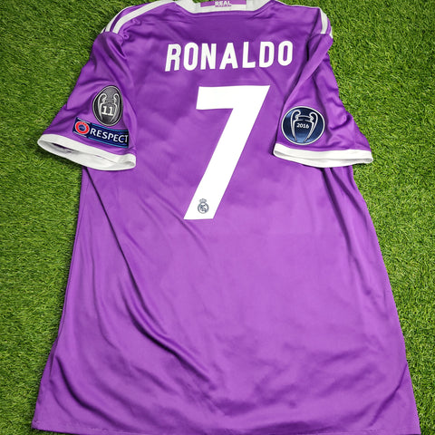 Cristiano Ronaldo Real Madrid 2016 2017 UEFA FINAL Away Soccer Jersey Shirt L SKU# AI5158