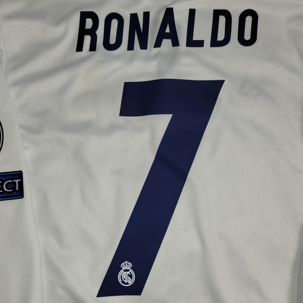Cristiano Ronaldo Real Madrid 2016 2017 UEFA Home Long Sleeve Soccer Jersey Shirt M SKU# AI5184