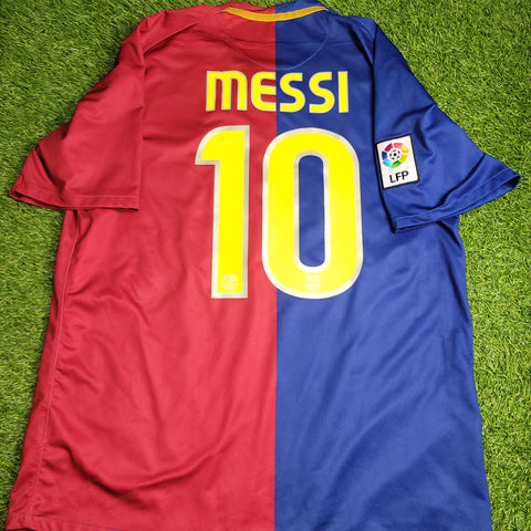Messi Barcelona TREBLE SEASON 2008 2009 Home Soccer Jersey Shirt L SKU# 286784-655