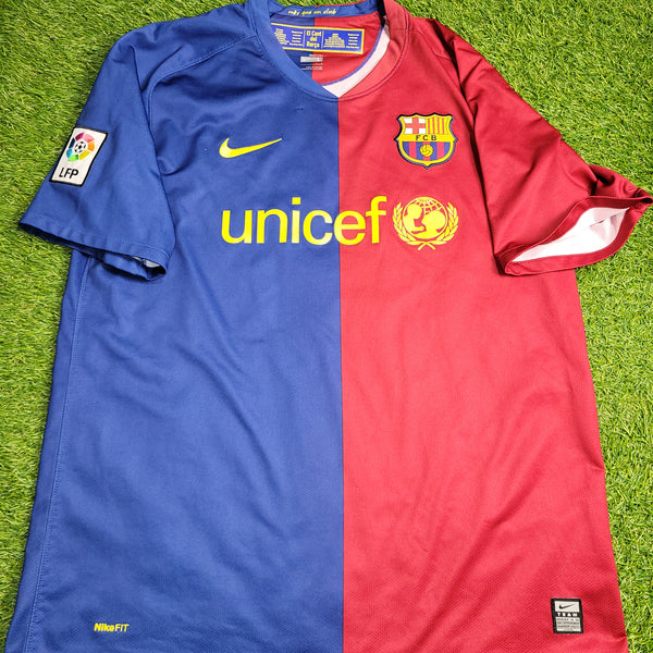 Messi Barcelona TREBLE SEASON 2008 2009 Home Soccer Jersey Shirt L SKU# 286784-655