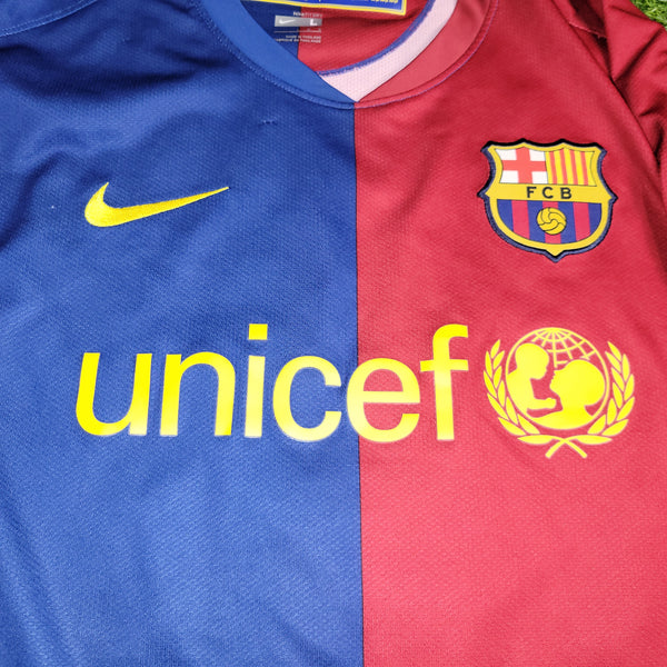 Messi Barcelona TREBLE SEASON 2008 2009 Home Soccer Jersey Shirt L SKU# 286784-655