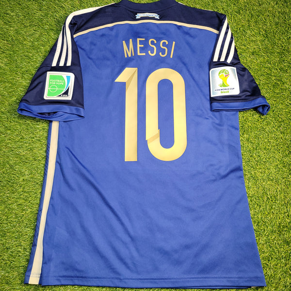 Messi Argentina 2014 WORLD CUP FINAL Away Soccer Jersey Shirt M SKU# G75187