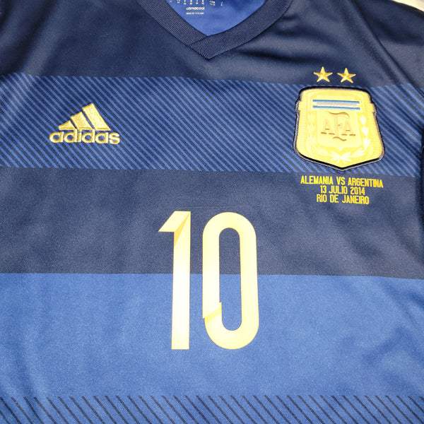Messi Argentina 2014 WORLD CUP FINAL Away Soccer Jersey Shirt M SKU# G75187