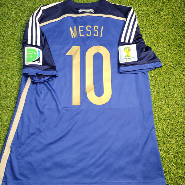Messi Argentina 2014 WORLD CUP FINAL Away Soccer Jersey Shirt L SKU# G75187