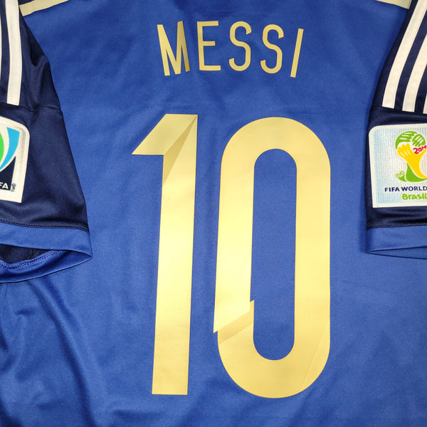 Messi Argentina 2014 WORLD CUP FINAL Away Soccer Jersey Shirt L SKU# G75187