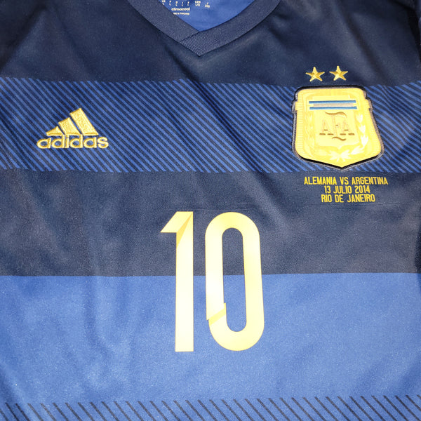 Messi Argentina 2014 WORLD CUP FINAL Away Soccer Jersey Shirt L SKU# G75187