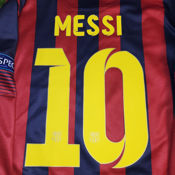 Messi Barcelona 2013 2014 UEFA Home Long Sleeve Soccer Jersey Shirt L SKU# 547926-413