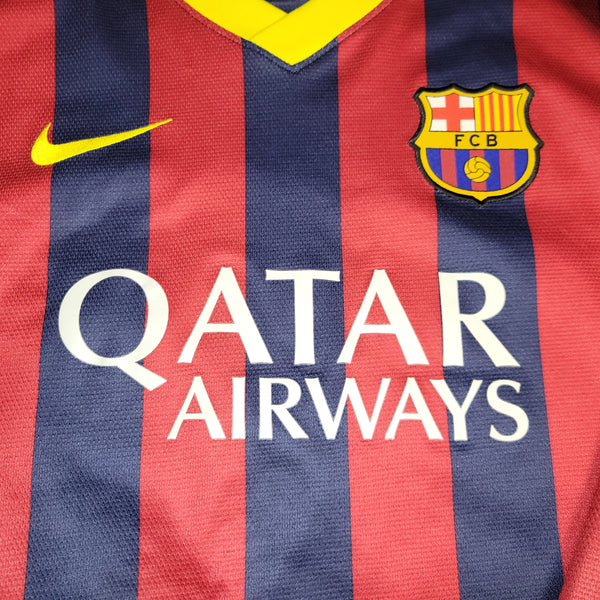 Messi Barcelona 2013 2014 UEFA Home Long Sleeve Soccer Jersey Shirt L SKU# 547926-413