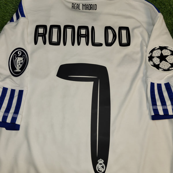 Cristiano Ronaldo Real Madrid 2010 2011 UEFA Home Soccer Jersey Shirt M SKU# P96163 - foreversoccerjerseys