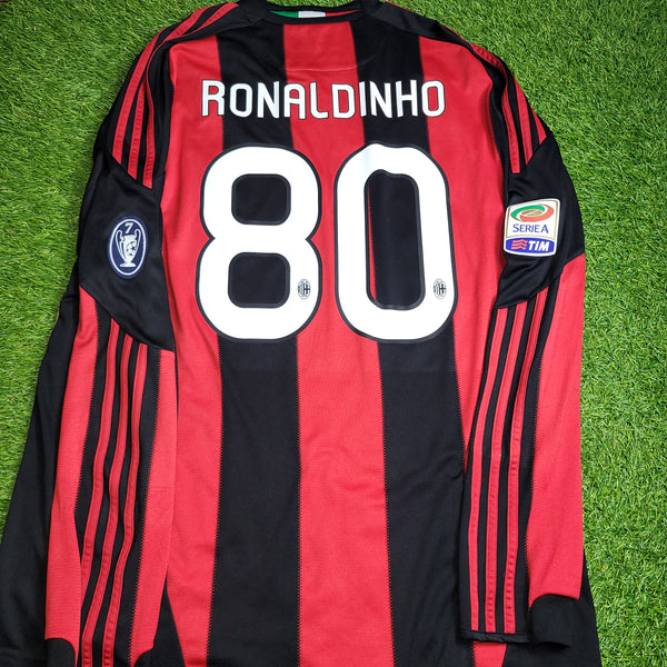 Ronaldinho AC Milan 2010 2011 Home Long Sleeve Soccer Jersey Shirt XL SKU# P96287