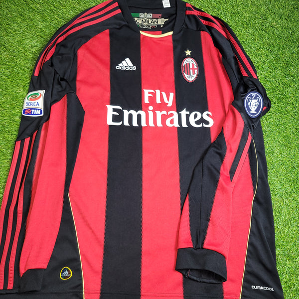 Ronaldinho AC Milan 2010 2011 Home Long Sleeve Soccer Jersey Shirt XL SKU# P96287