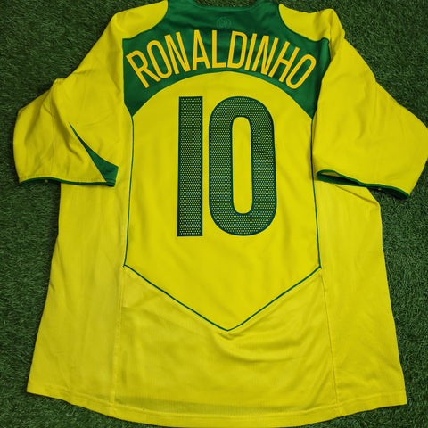 Ronaldinho Brazil 2004 Home Soccer Jersey Shirt L