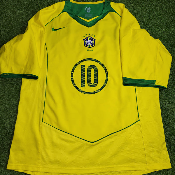 Ronaldinho Brazil 2004 Home Soccer Jersey Shirt L