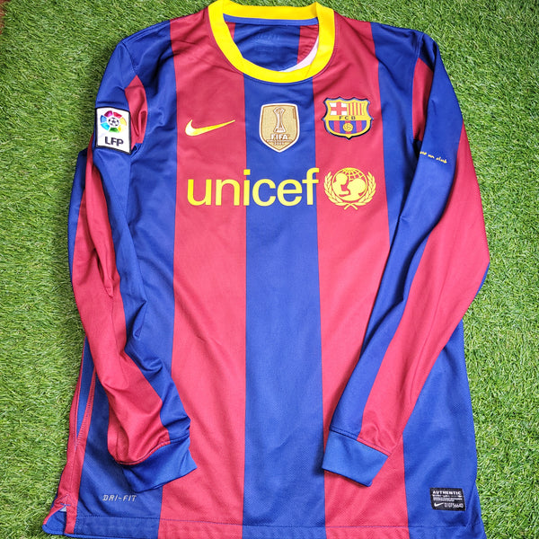 Messi Barcelona 2010 2011 Long Sleeve Soccer Jersey Shirt M SKU# 382355-486