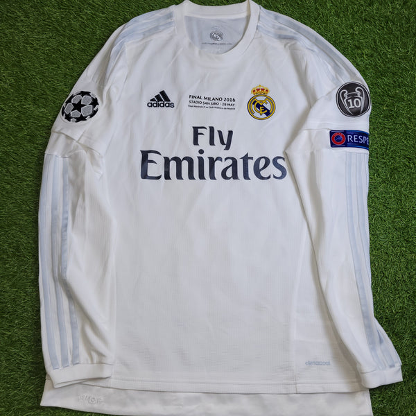 Cristiano Ronaldo Real Madrid 2015 2016 Long Sleeve UEFA FINAL Soccer Jersey Shirt M SKU# S12653