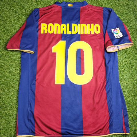 Ronaldinho Barcelona Anniversary 2007 2008 Soccer Jersey Shirt L SKU# 237741-655