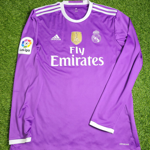 Cristiano Ronaldo Real Madrid 2016 2017 Purple Away Long Sleeve Soccer Jersey Shirt L SKU# AI5159