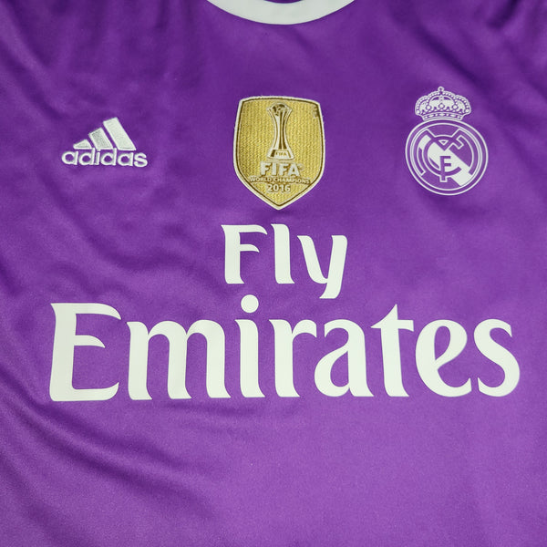 Cristiano Ronaldo Real Madrid 2016 2017 Purple Away Long Sleeve Soccer Jersey Shirt L SKU# AI5159
