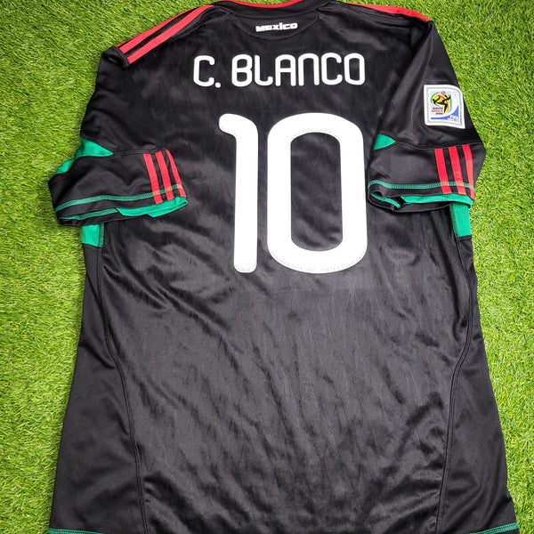Blanco Mexico 2010 WORLD CUP Away Black Soccer Jersey Shirt XL SKU# P41397