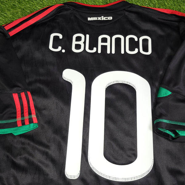 Blanco Mexico 2010 WORLD CUP Away Black Soccer Jersey Shirt XL SKU# P41397