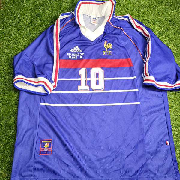 Zidane France 1998 WORLD CUP FINAL Home Soccer Jersey Shirt XL