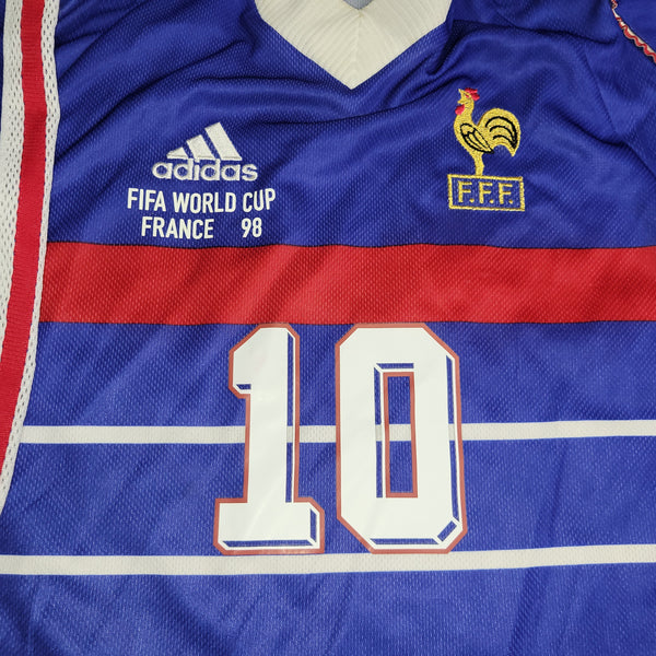 Zidane France 1998 WORLD CUP FINAL Home Soccer Jersey Shirt XL