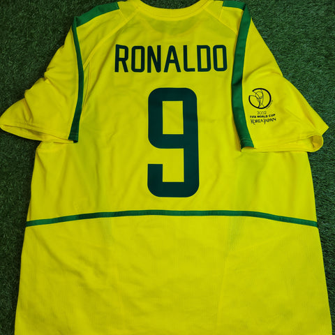 Ronaldo Brazil 2002 WORLD CUP Soccer Home Jersey Shirt L