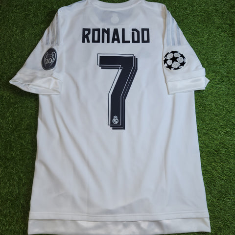 Cristiano Ronaldo Real Madrid 2015 2016 UEFA FINAL Home Soccer Jersey Shirt L SKU# S12614