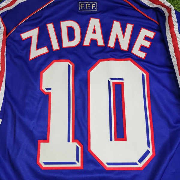 Zidane France 1998 WORLD CUP FINAL Home Soccer Jersey Shirt L SKU# 693254