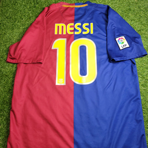Messi Barcelona TREBLE SEASON 2008 2009 Home Soccer Jersey Shirt XL SKU# 286784-655