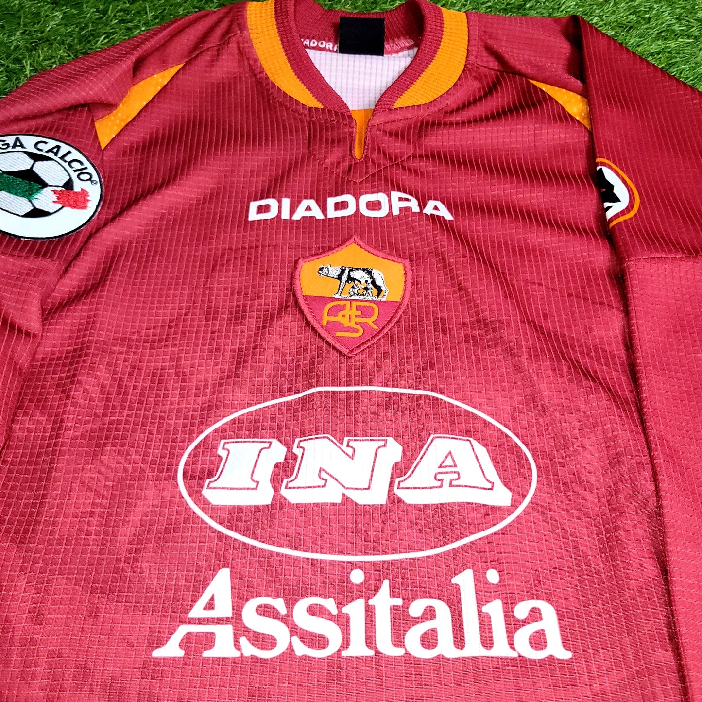 Totti As Roma Diadora 1997 1998 Long Sleeve Home KARDASHIAN Soccer Jersey Shirt M
