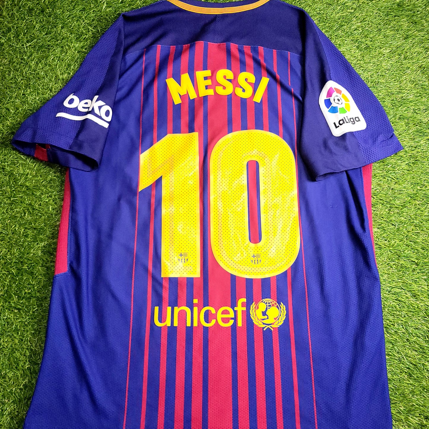 Messi Barcelona Aeroswift 2017 2018 Home PLAYER ISSUE Soccer Jersey Shirt L SKU# 847190-457