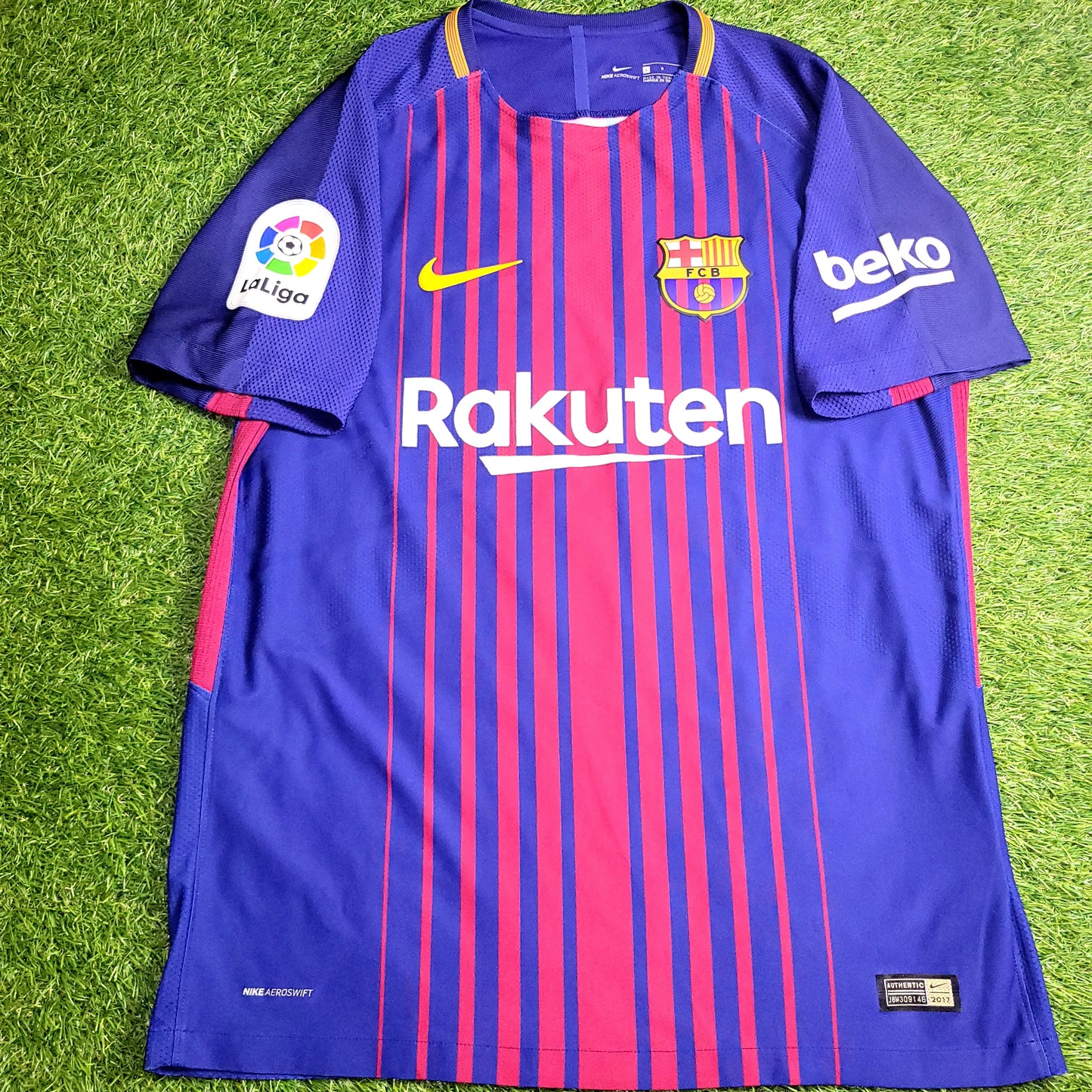 Messi Barcelona Aeroswift 2017 2018 Home PLAYER ISSUE Soccer Jersey Shirt L SKU# 847190-457